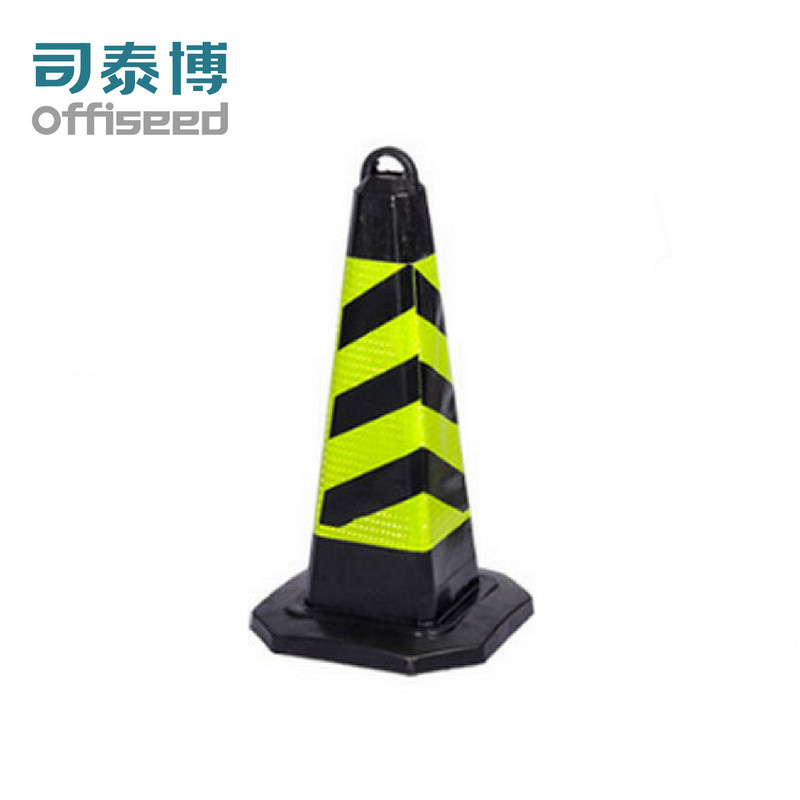 司泰博offiseed M04321SR-DL001 方形橡胶路锥 黑色锥体+黄黑色反光膜 空白无字 2KG 700×350×350mm (单位:个)