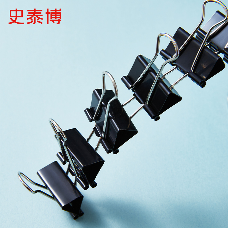 史泰博 C1015 2#长尾票夹 40MM 黑色 12个/盒按盒销售