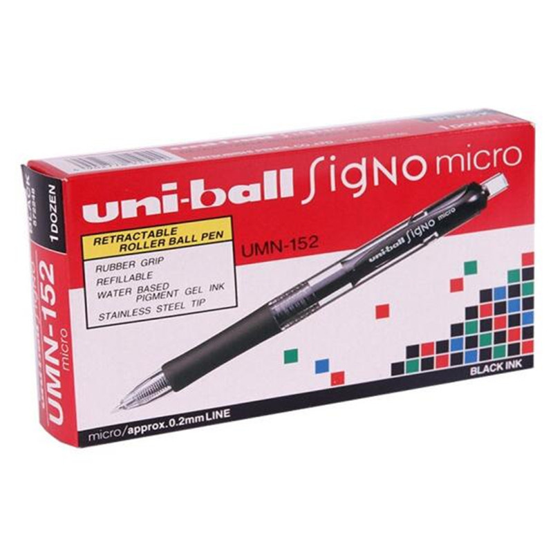 三菱 UMN-152 按压式中性笔 0.5mm 黑色 12支/盒 （笔芯UMR-85）按盒销售