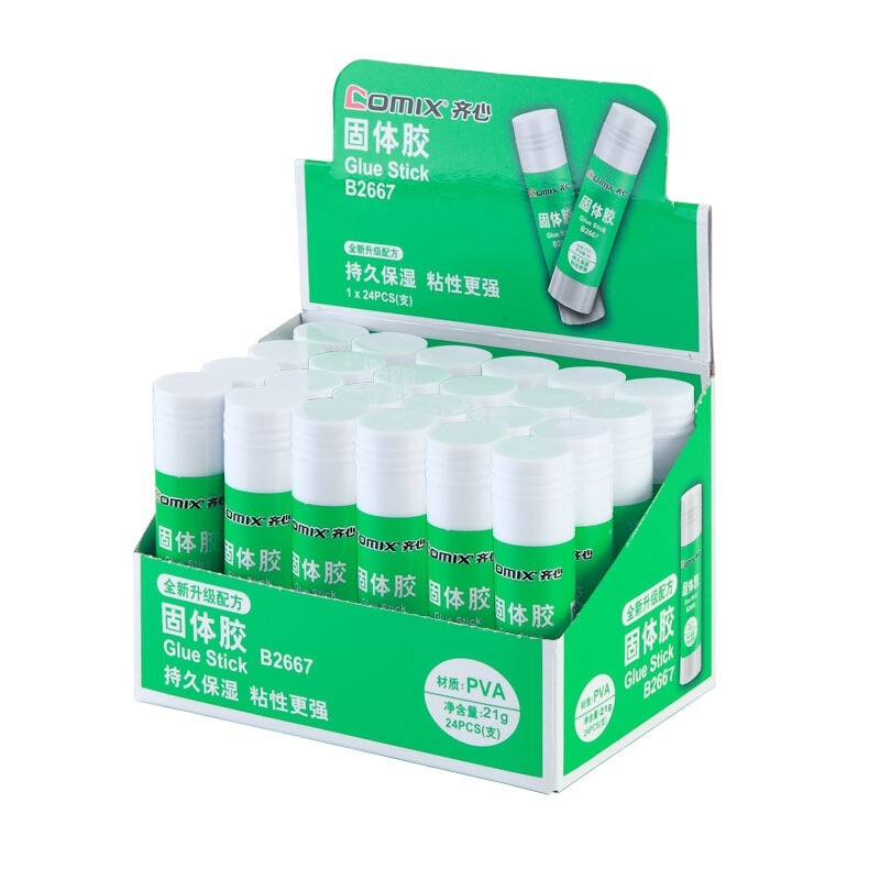 齐心 B2667 21gPVA固体胶 21G 绿色按盒销售