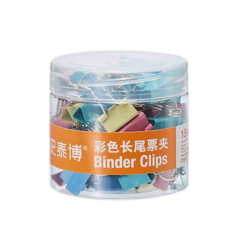 史泰博 C1013 长尾夹 15MM 彩色 60只/筒按筒销售
