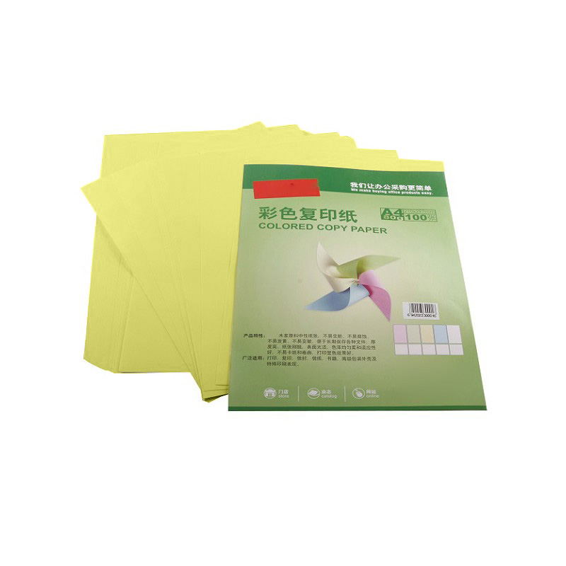 史泰博 80G彩色复印纸 A4 黄色 100张/包按（包）销售