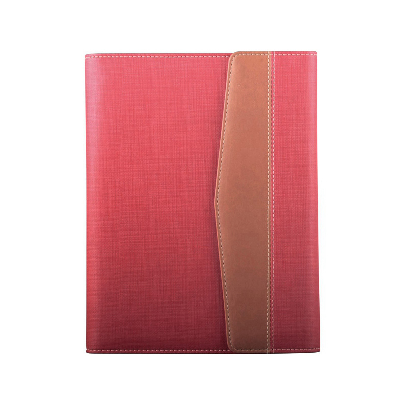 史泰博 三折 磁性搭扣活页笔记本 25K,80页 1本 红色和咖啡色拼接款按本销售