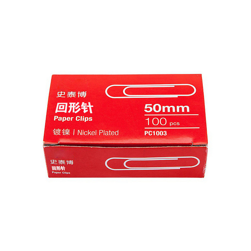 史泰博 PC1003 镀镍回形针 50mm 金属银色 100枚/盒按盒销售