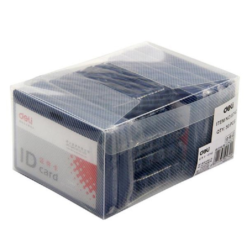 得力 5742 PP横式证件卡 90*54mm 蓝色 50只/盒按盒销售