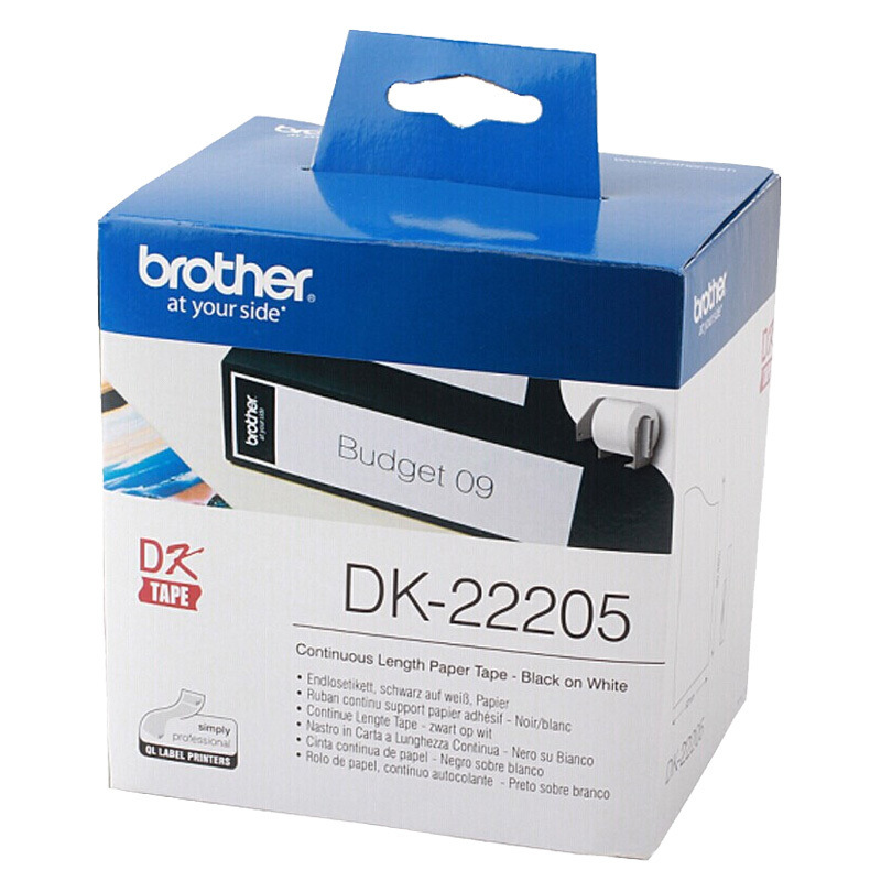 兄弟 DK-22205 热敏连续标签（纸质） 62mm*30.48m 白底黑字 1盒 （ 适用 QL系列标签打印机）按卷销售