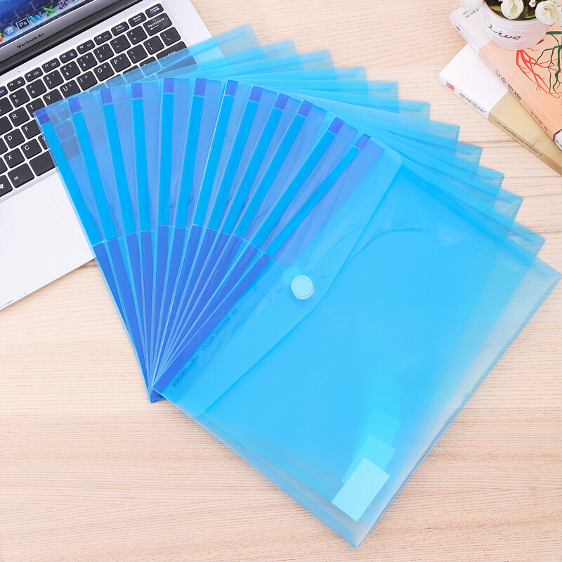 得力 5504 粘扣文件袋资料袋 A4 透明混色 12个/包按包销售 得力 5504 粘扣文件袋资料袋 A4 透明混色 12个/包按包销售