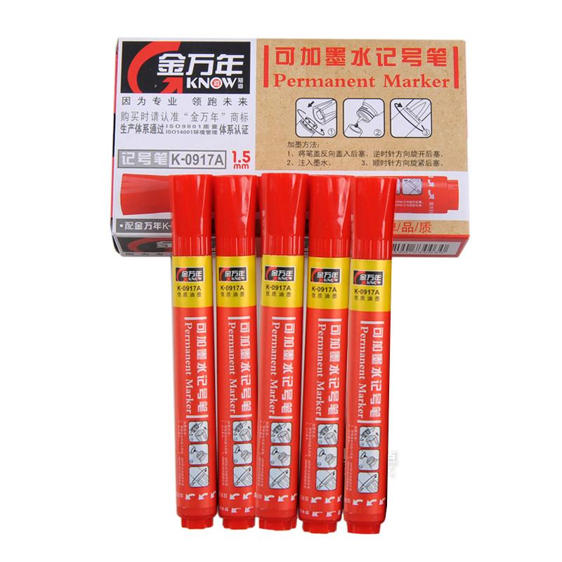 金万年 K-0917A-003 红色记号笔 10支/盒 红色按盒销售