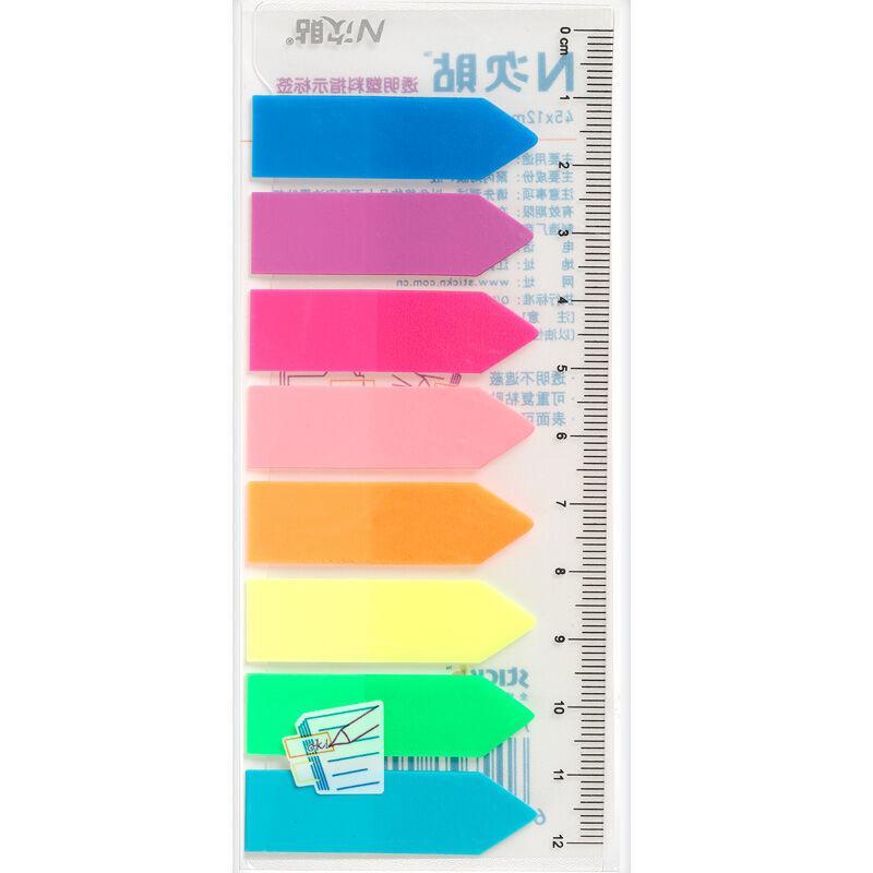 N次贴 34021 塑料透明8色荧光标签 2＂×0.5＂ 10张/条*8条，192本/件按包销售