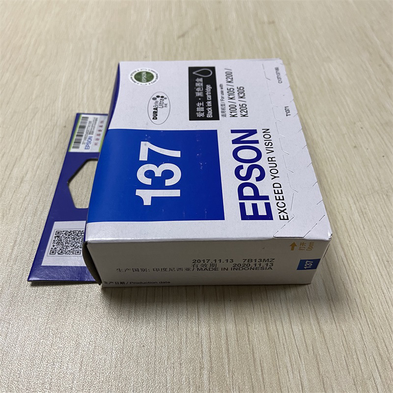 爱普生 T1371（C13T137180） 墨盒 1000页 黑色 适用K100/K200按盒销售
