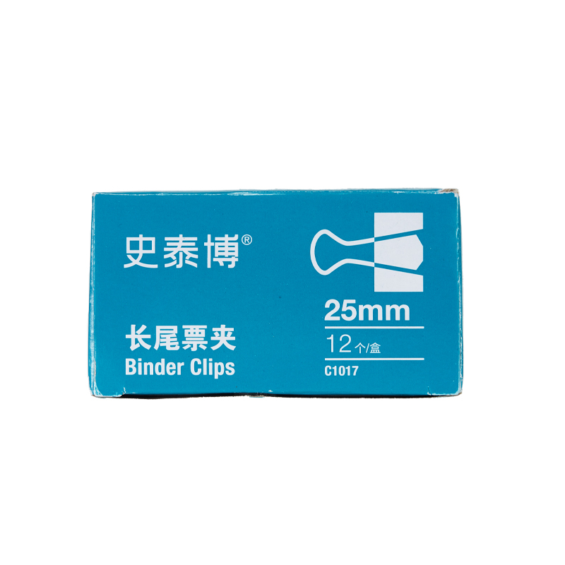 史泰博 C1017 4#长尾票夹 25MM 黑色 12只/盒按盒销售