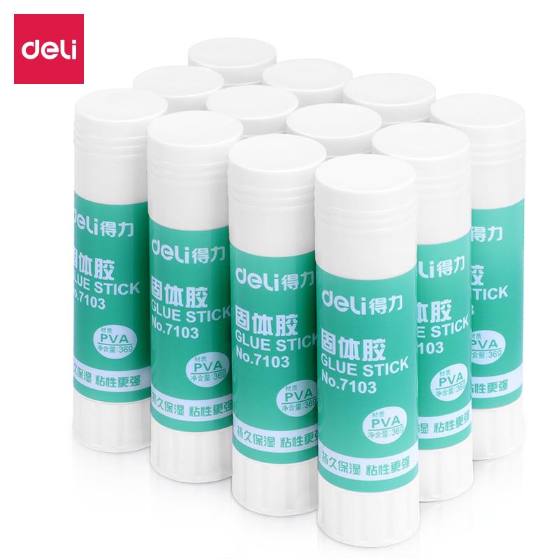 得力 7103 PVA固体胶 36G 绿色 12支/盒按盒销售 得力 7103 PVA固体胶 36G 绿色 12支/盒按盒销售