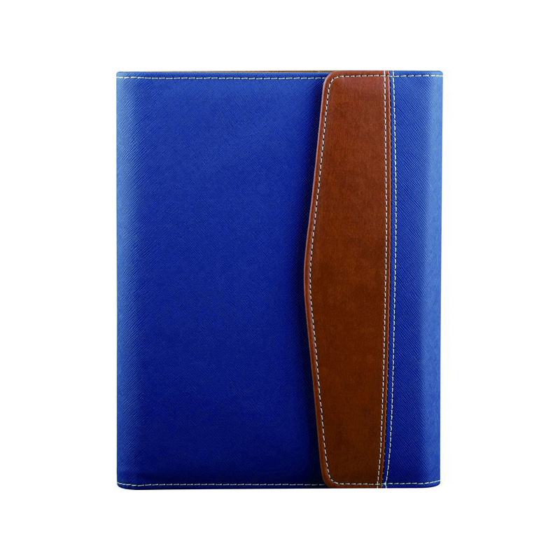 史泰博 三折 磁性搭扣活页笔记本 25K,80页 1本 蓝色和咖啡色拼接款按本销售