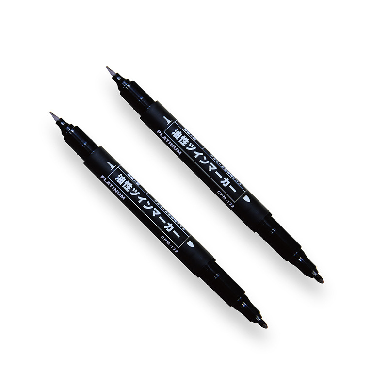 白金 CPM-122 小双头记号笔 1.20mm&0.40mm 黑色 10支/盒按盒销售