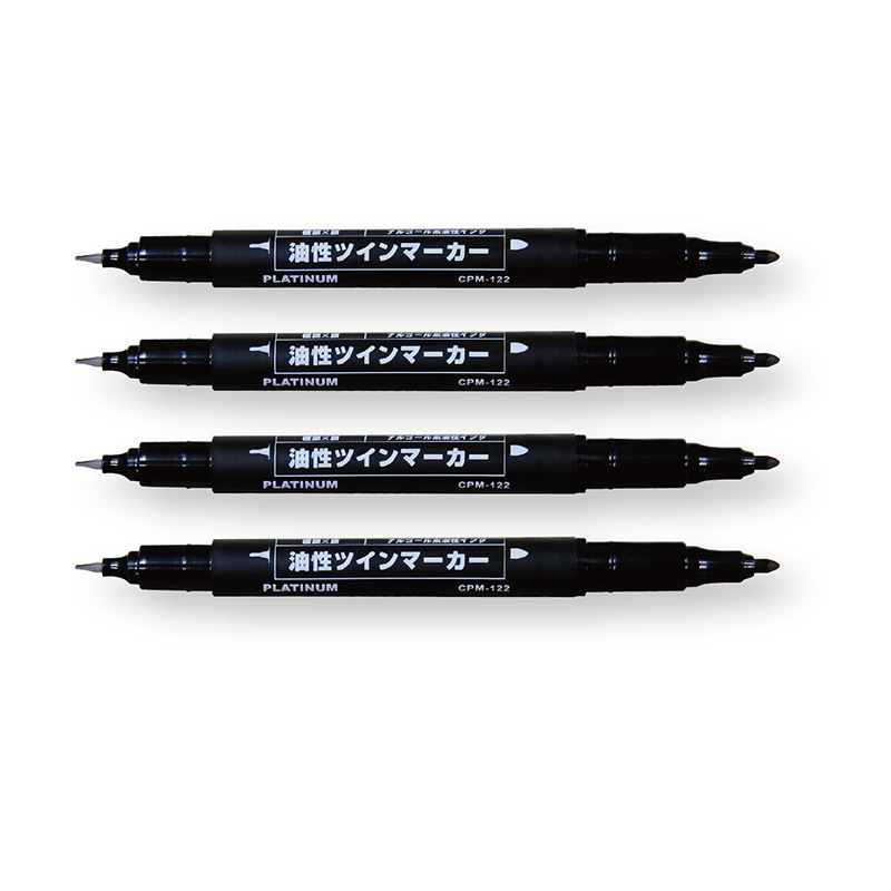 白金 CPM-122 小双头记号笔 1.20mm&0.40mm 黑色 10支/盒按盒销售