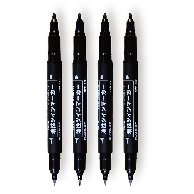 白金 CPM-122 小双头记号笔 1.20mm&0.40mm 黑色 10支/盒按盒销售