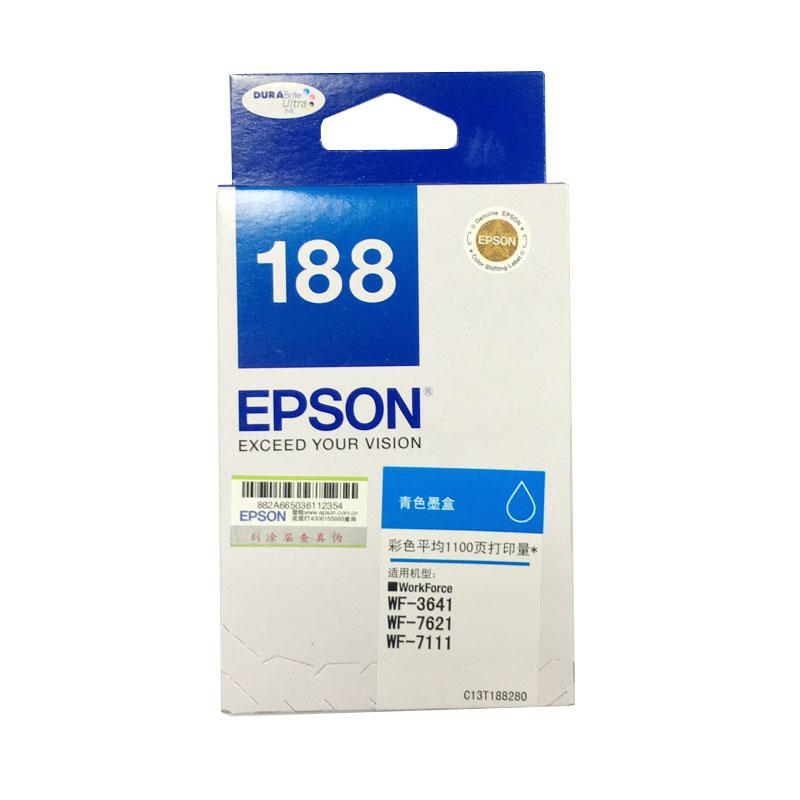 爱普生 C13T188280 墨盒 T1882 1100页 青色 (适用 Epson WF-7621/A3+)按盒销售