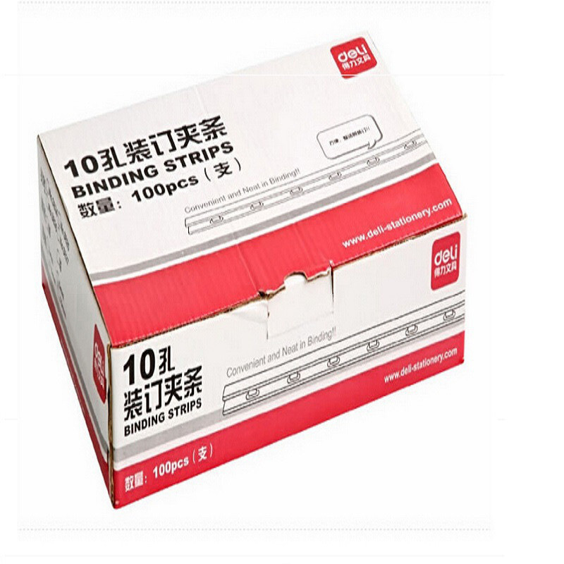 得力 3826 10孔装订夹条 7.5mm 黑色 100根/盒按（盒）销售