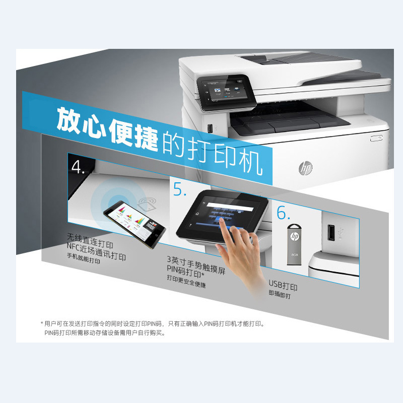惠普 LaserJet Pro M427dw 黑白激光多功能一体机 A4 白色 打印、复印、扫描、无线网络、自动双面按台销售