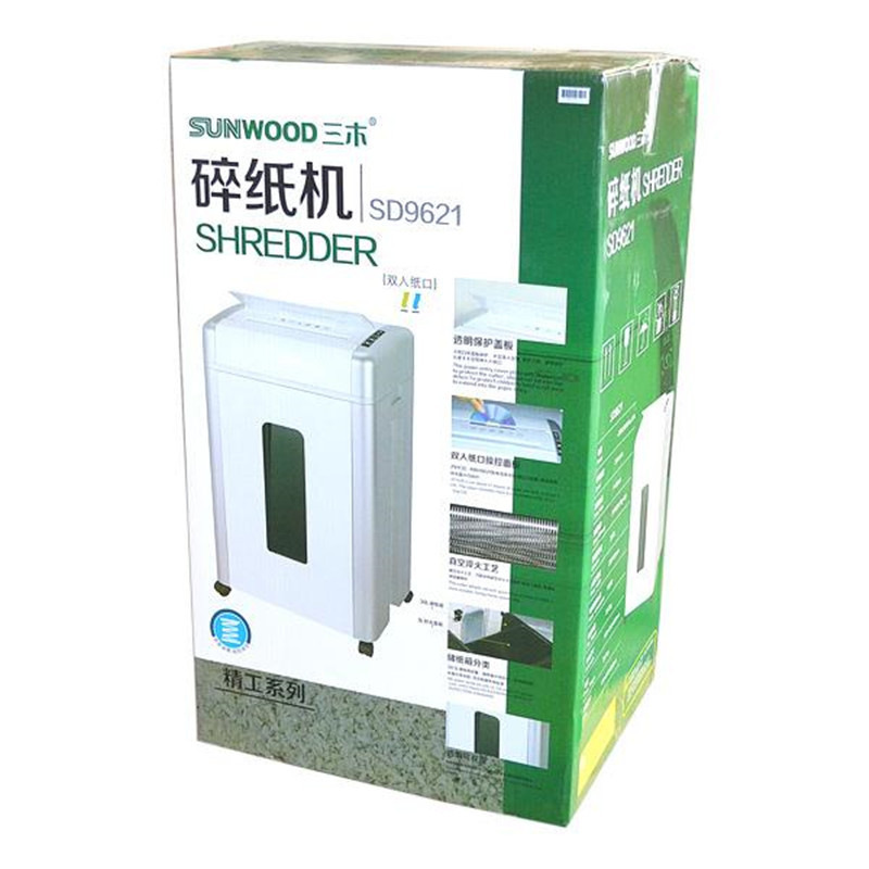 三木 SD9621 碎纸机 德标4级 ( 单次21张 持续10分钟 30L 可碎纸卡钉光盘） 白色按个销售