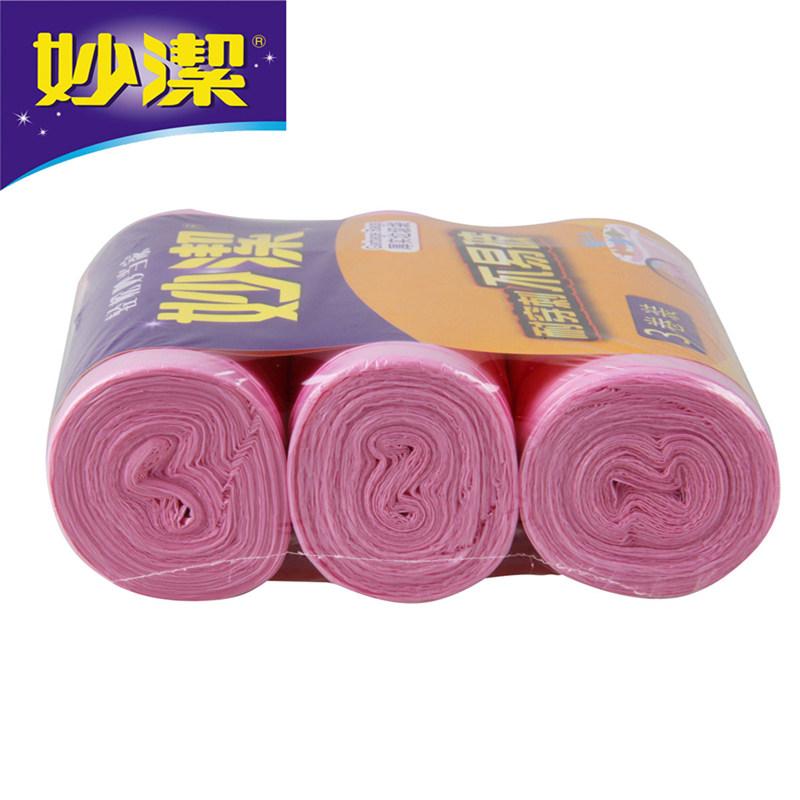 妙洁 MBGRM3-B 厚实垃圾袋中号超值装 45cm*50cm*30只*3卷 粉色按包销售