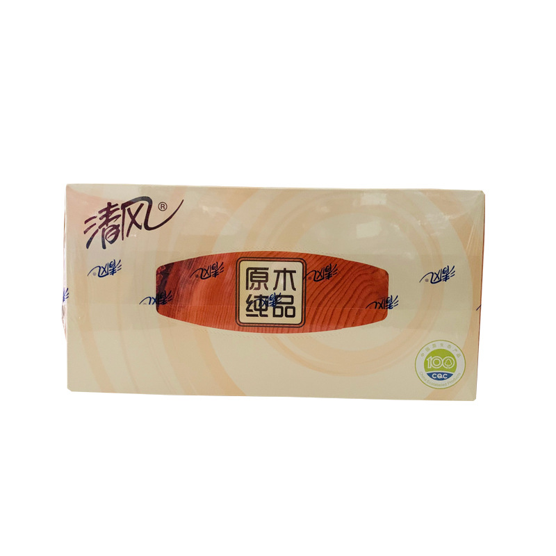 清风 B339A18 原木纯品双层180抽盒装面巾纸 3盒/提 12提/箱按（提）销售