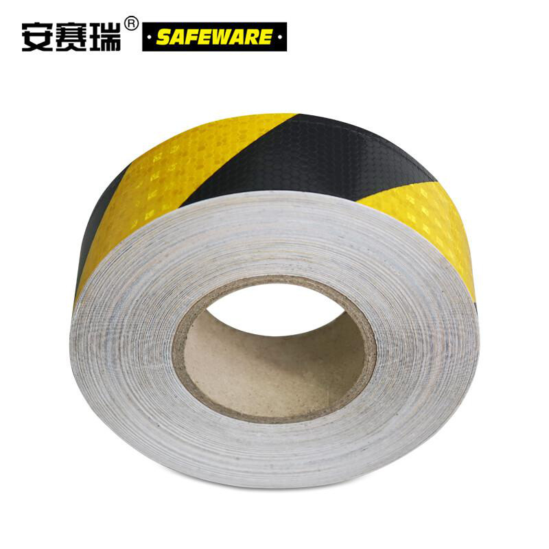 安赛瑞 14357 超级晶格反光警示胶带  黑黄色 50mm×50m按（卷）销售