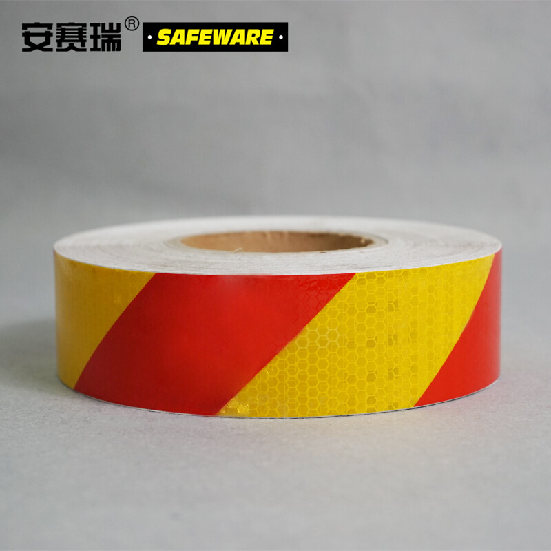 安赛瑞 14360 超级晶格反光警示胶带（红黄条纹）   50mm×50m按（卷）销售