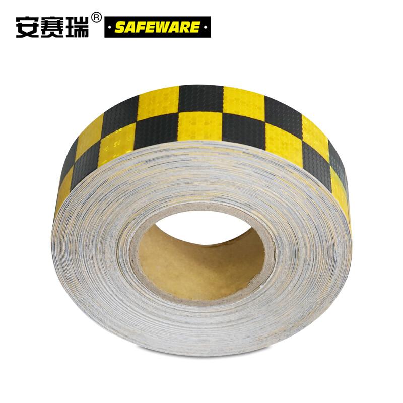 安赛瑞 14366 超级晶格反光警示胶带  黑黄色 50mm×50m按（卷）销售