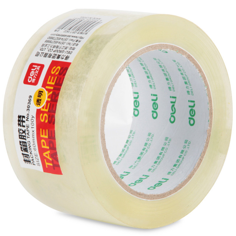 得力 30369 高透明度封箱胶带 60mm*100y*50um 透明色 单卷装按（卷）销售