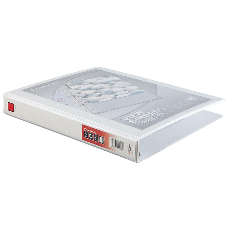 齐心 A0214 易展示美式三面插袋文件夹 A4 1.5寸4孔 白色 D型夹 容纸量25mm按（只）销售