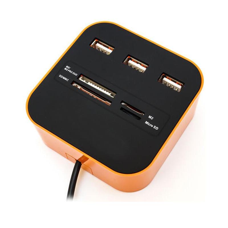酷比客 LCHC01OR USB2.0 HUB 3口 带读卡器 橙色 适用于U盘，读卡器，USB鼠标，USB键盘，扫描仪，数码像机，数码摄像机，USB声卡等设备按（个）销售