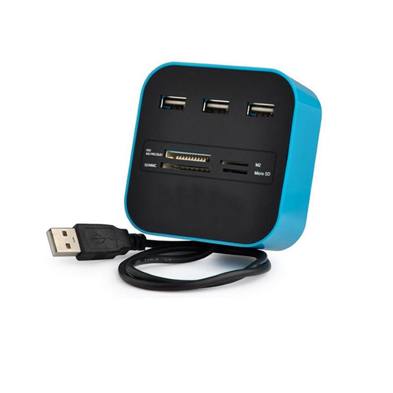酷比客 LCHC01BU USB2.0 HUB 3口 带读卡器 蓝色 适用于U盘，读卡器，USB鼠标，USB键盘，扫描仪，数码像机，数码摄像机，USB声卡等设备