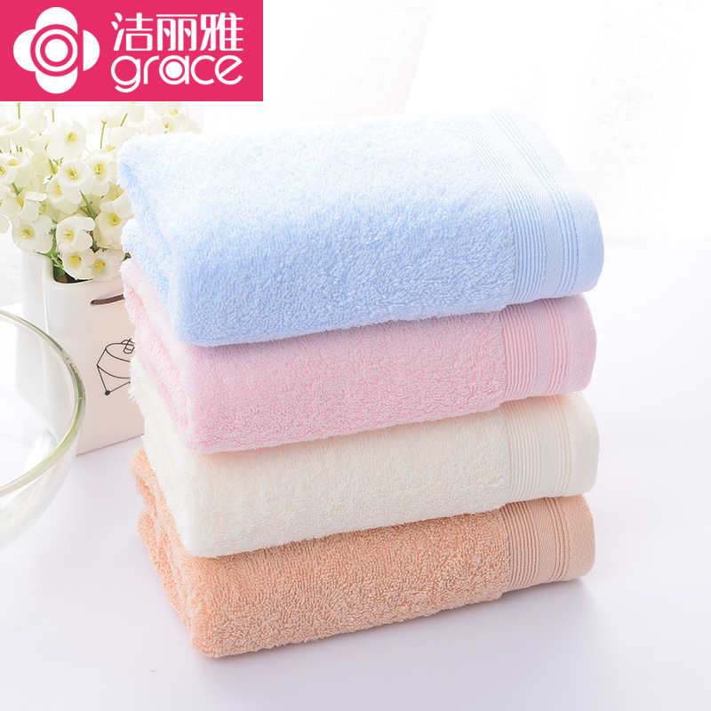 洁丽雅 6713 纯棉缎档毛巾 74*33cm 单条袋装 随机色 1条/包，120包/箱按（条）销售