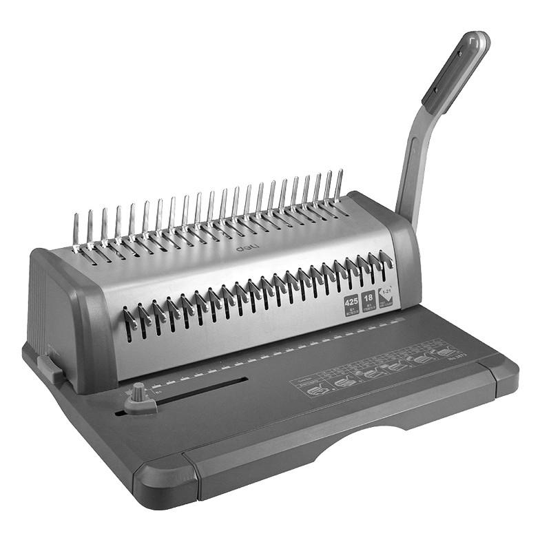 得力 3873 胶圈装订机 21孔 银黑色按（台）销售