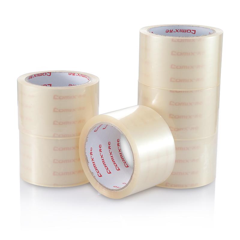 齐心 JP6006-6 普透封箱胶带 60mm*60y 透明色 6卷/筒按（筒）销售