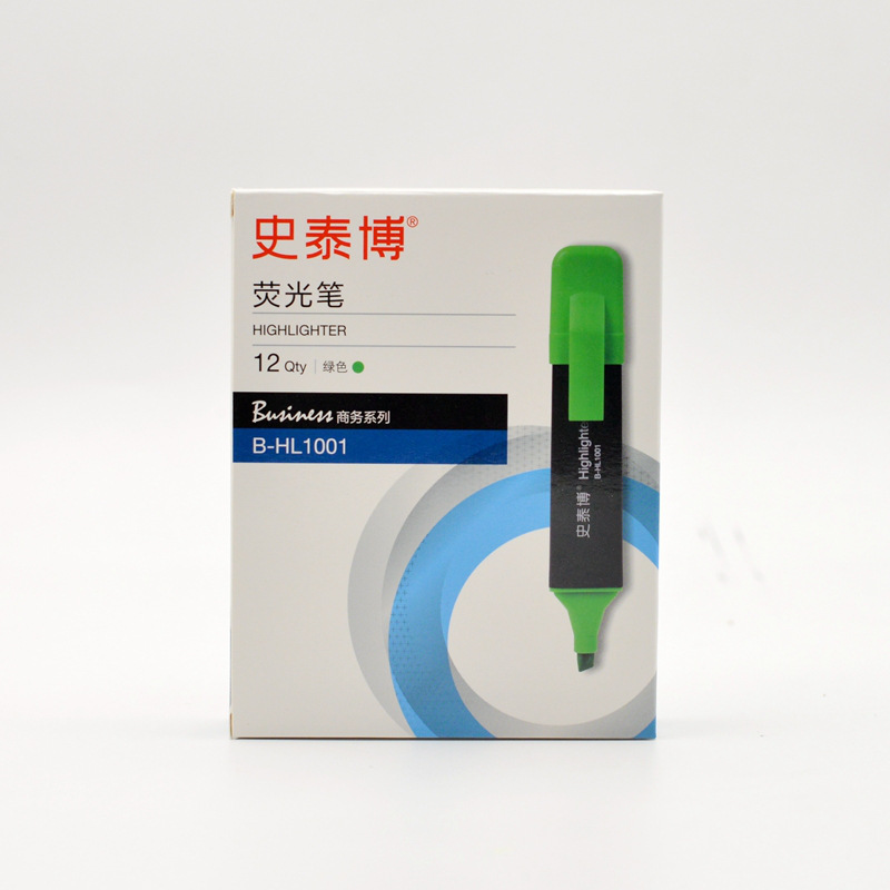 史泰博 B-HL1001 荧光笔 1.5-5mm 绿色 12支/盒按盒销售
