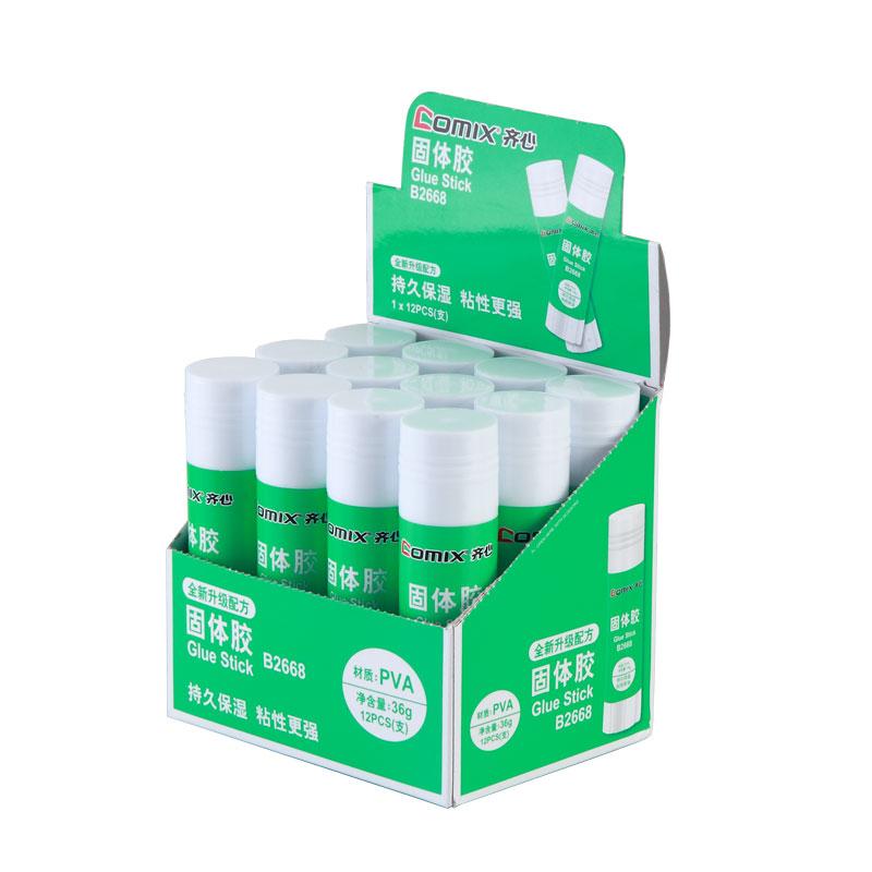 齐心 B2668-N PVA固体胶 36g 30*111.5mm 绿色 12支/盒,288支/箱按支销售