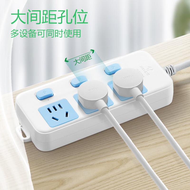 公牛 GN-314（新） 多控三联插座 1.8米 蓝白色按个销售