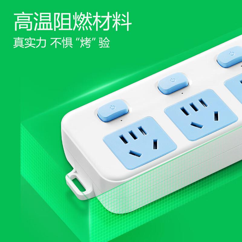 公牛 GN-314（新） 多控三联插座 1.8米 蓝白色按个销售