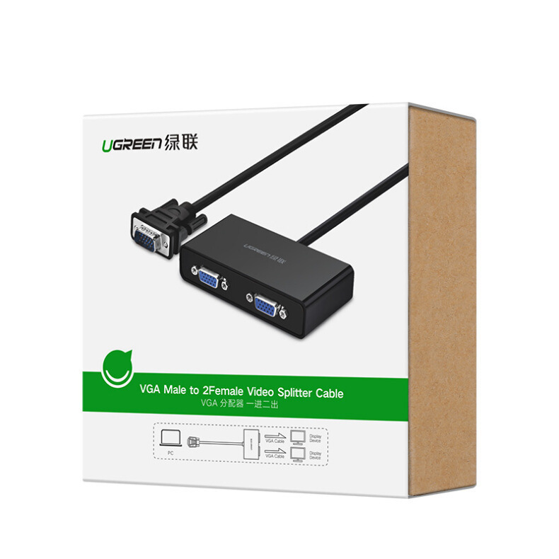 绿联 40254 VGA电脑显示器分配器 一分二按个销售