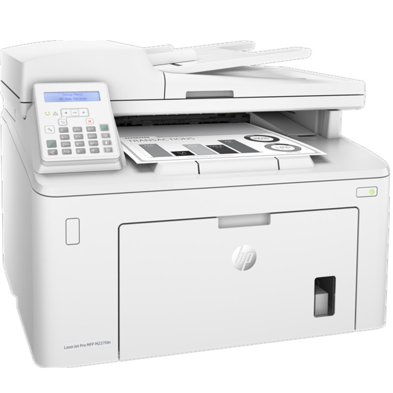 惠普 LaserJet Pro MFP M227fdn 黑白激光多功能一体机 A4 白色  打印、复印、扫描、传真、有线网络、自动双面按台销售