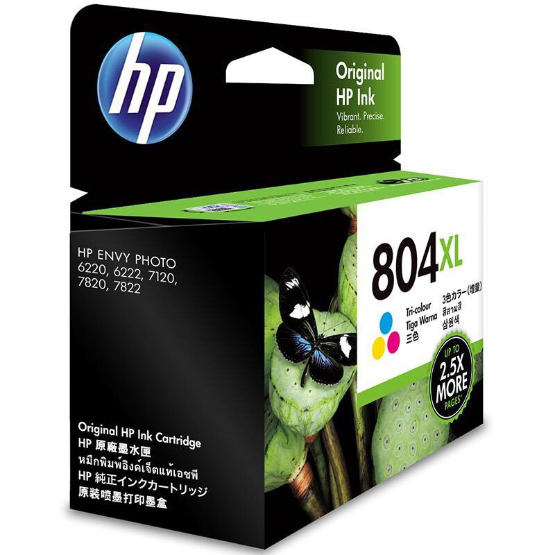 惠普 T6N11AA 墨盒 804XL 炫彩色 415页 HP ENVY Photo 6220,6222/HP Tango,Tango X按只销售