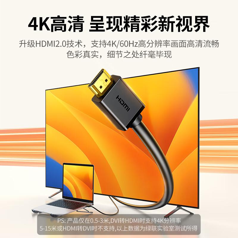 绿联 10135 HDMI转DVI线 2米 黑色按根销售