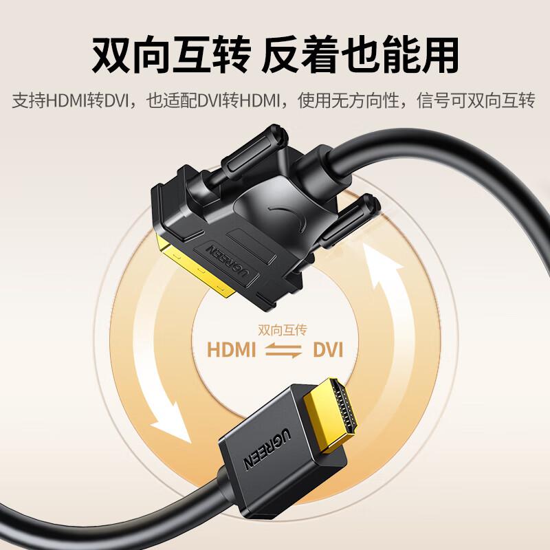 绿联 10135 HDMI转DVI线 2米 黑色按根销售