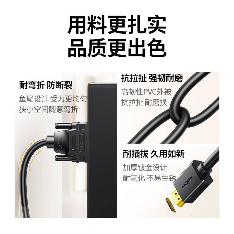 绿联 10135 HDMI转DVI线 2米 黑色按根销售