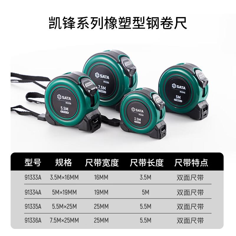 世达 91334A 钢卷尺，凯锋系列橡塑型 5mX19mm 钢卷尺，凯锋系列橡塑型 5mX19mm, 91334按（把）销售