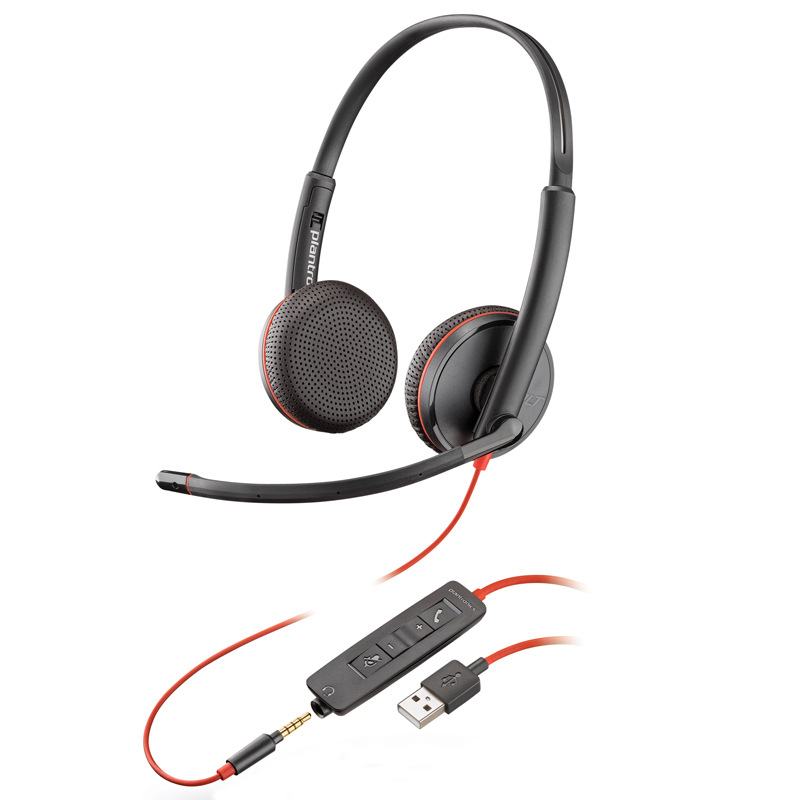 缤特力 C3225 USB-A USB+3.5mm接口 双耳耳麦 降噪 黑色按个销售