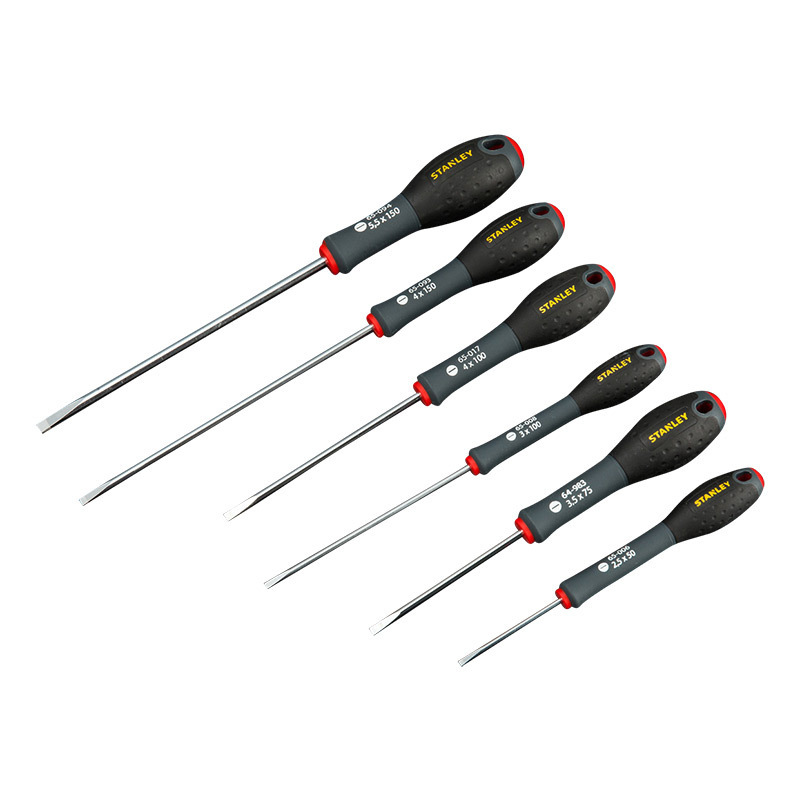 史丹利 65-093-14 三色柄平行一字螺丝批 4x150mm按把销售