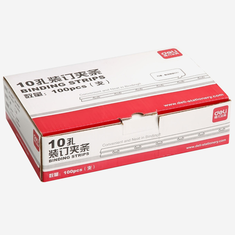 得力 3827 10孔装订夹条 10mm(100支/盒) 黑色按(盒)销售 得力 3827 10孔装订夹条 10mm(100支/盒) 黑色按(盒)销售